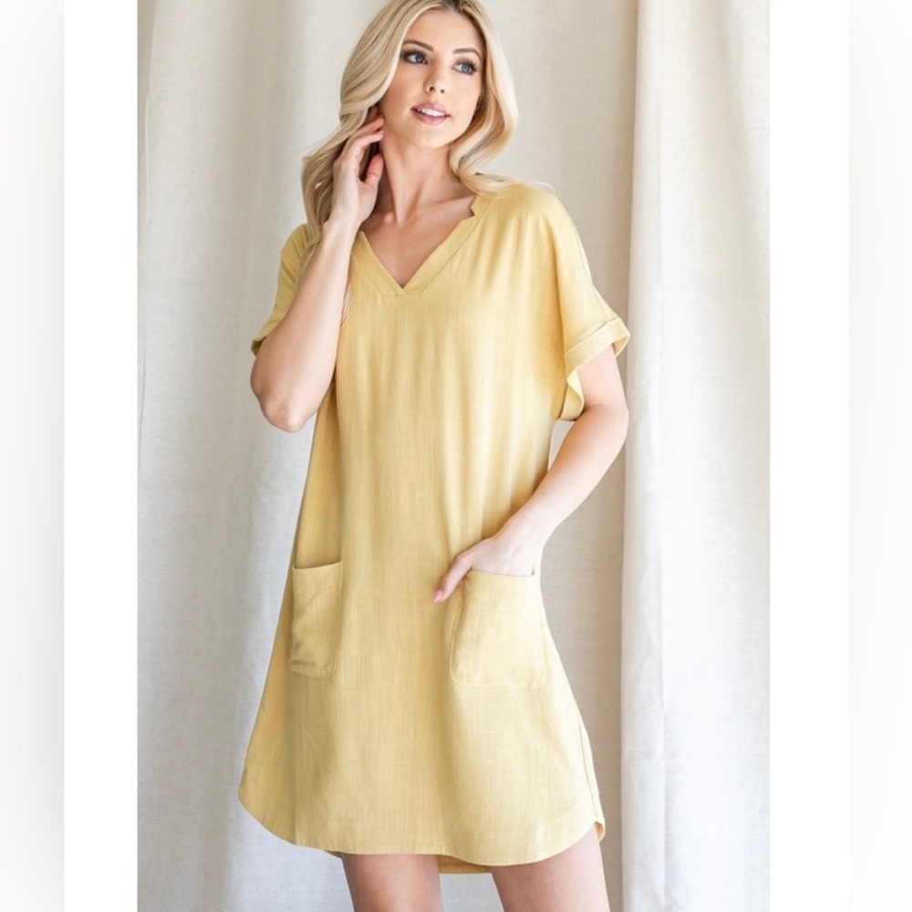 Yellow “linen” dress